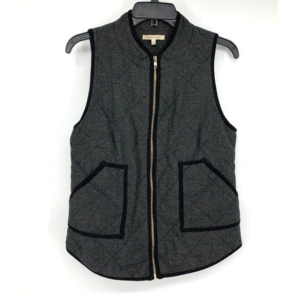 41 Hawthorn Vest Black Quilted Herringbone Chevron Zip Front - Picture 1 of 9